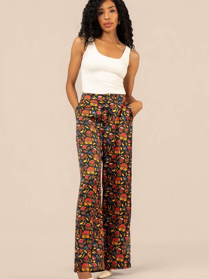 Pantalon de costume fleuri - Marine pour la vente par B.Yellowtail