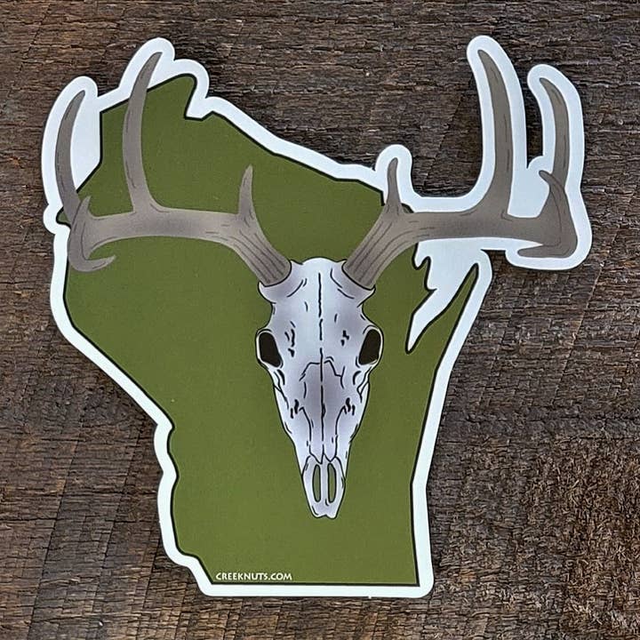 Wisconsin Euro Mount Deer Hunting Sticker for wholesale by creeknuts.com