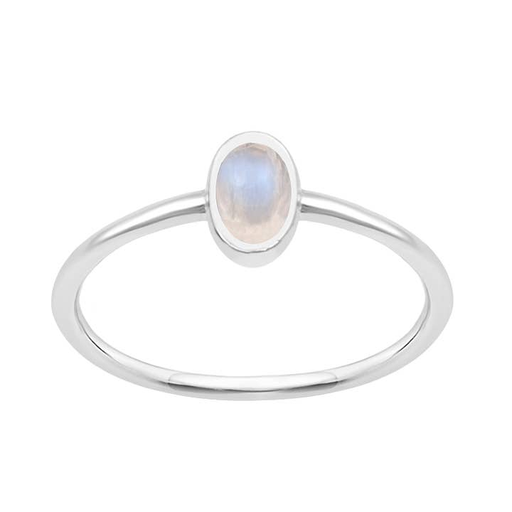 Oval Cut 5X3MM Bezel Set Moonstone 925 Sterling Silver Women Stacking Ring for wholesale by Star Joya