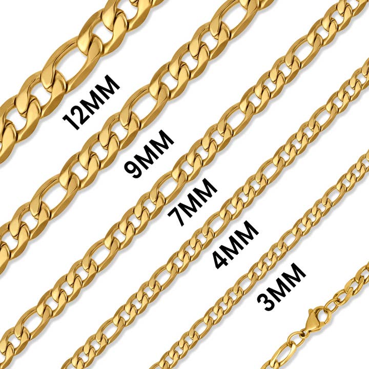 WJW - Wholesale Link & Chain Necklace - 18K Gold Figaro Chain Necklace