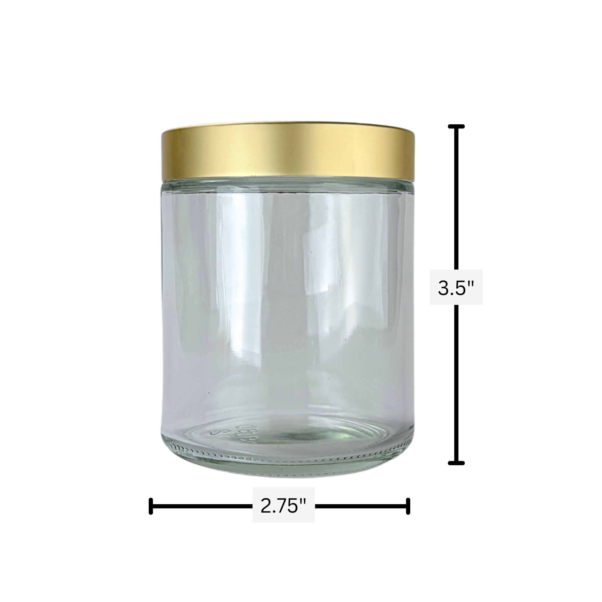 The Bottle Shoppe - Wholesale Jar - 8oz Clear Glass Straight Sided Jar with Brushed Gold Lid1
