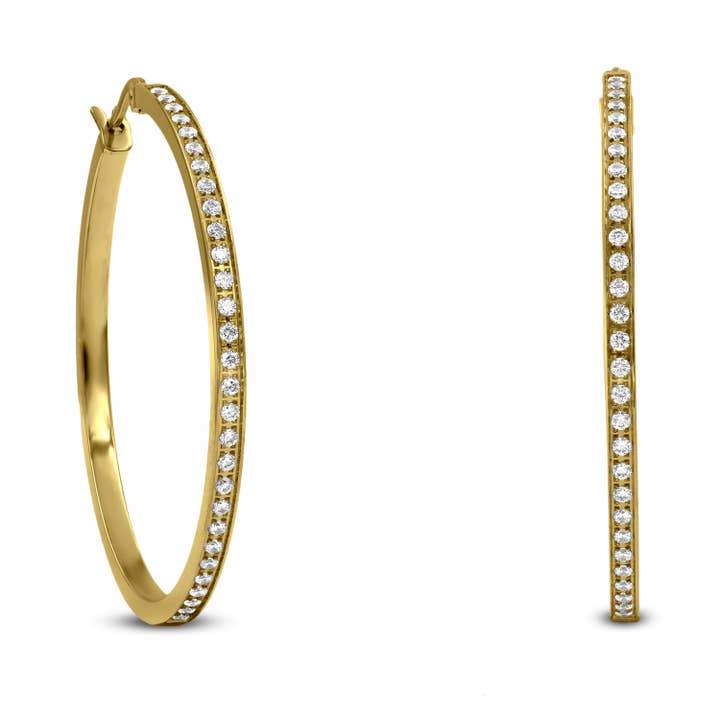 B.Tiff - Wholesale Hoop Earrings - ER317 B.Tiff Pave 58-Stone Classic Large Hoop Earrings