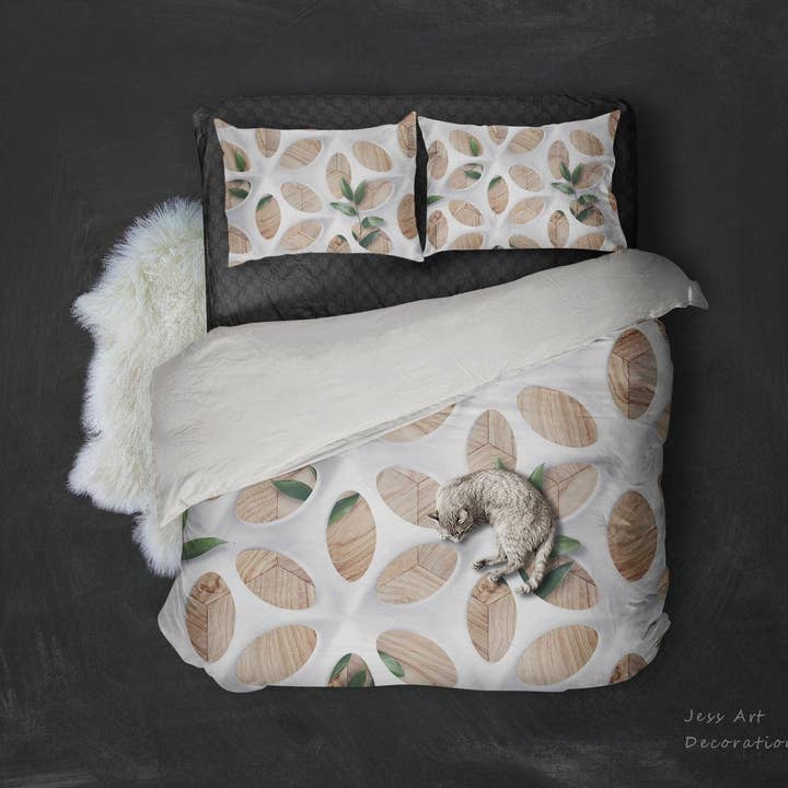 3D Oval Frame Wooden Floor Quilt Cover Set Bedding Set Pillowcases 161 for wholesale by Jess Art Decoration