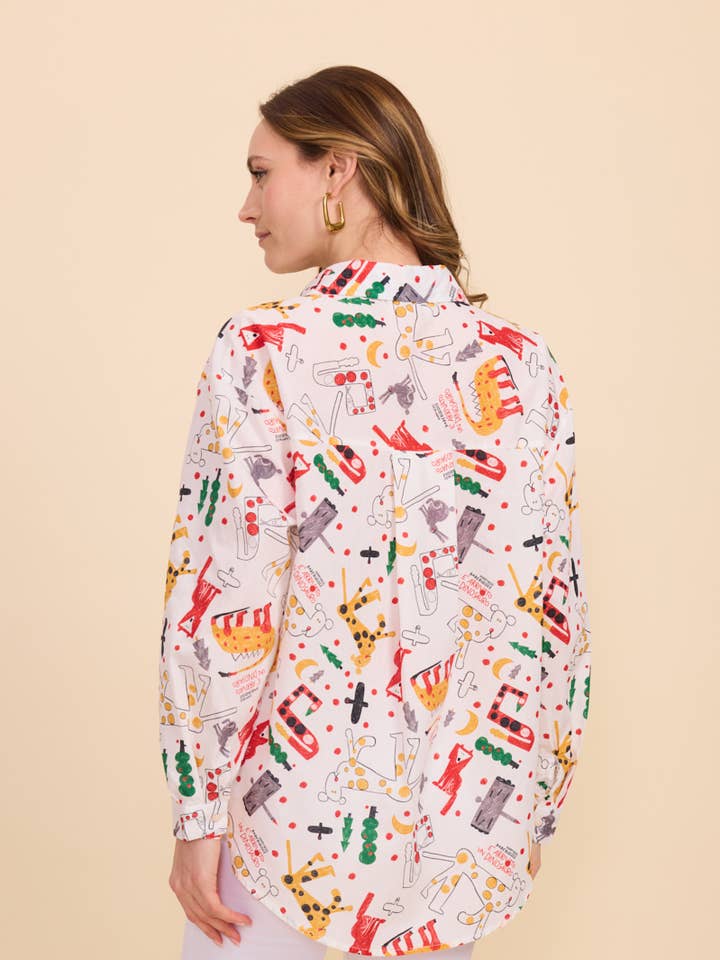 Ecru Printed cotton shirt for wholesale on Faire1