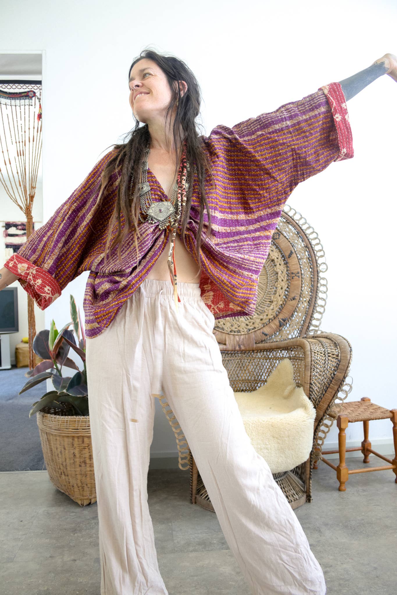 Renew Vintage - Wholesale Blouse - Women's - Kantha Butterfly Top1