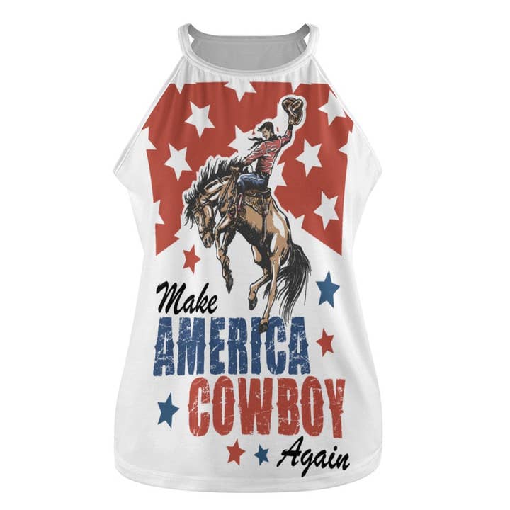 White Make America Cowboy Again Tank Top for wholesale on Faire