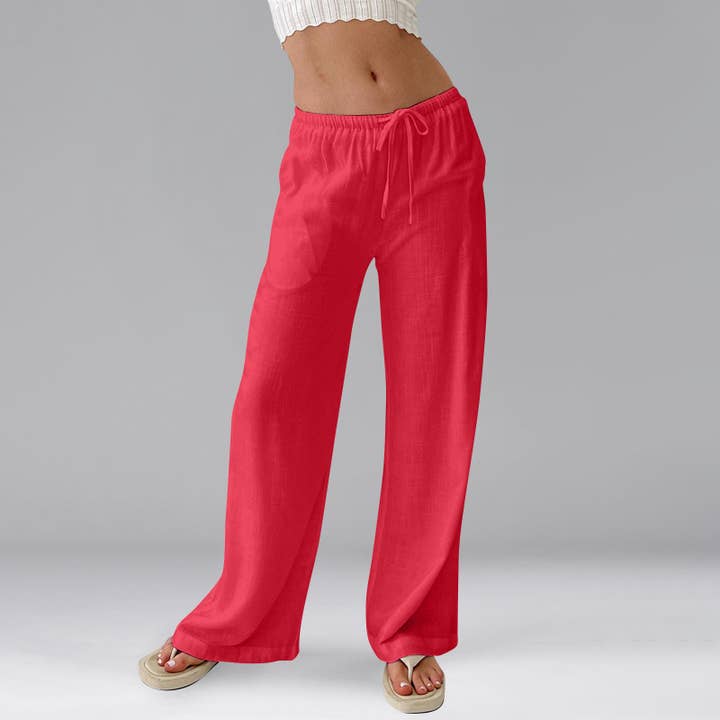 HIDDENBRAND - Wholesale Pants - Women's - Leisure solid summer wide-leg pants4