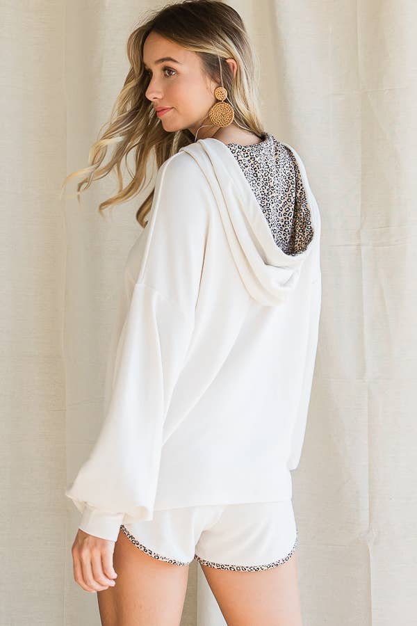 7th Ray - Wholesale Hoodie - Women's - Spring-Summer Animal Contrast Hoodie for Women T390511