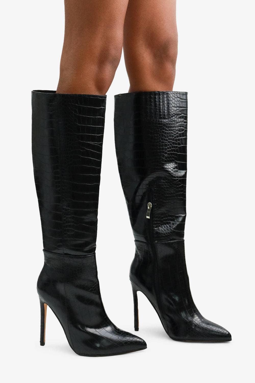 Lemonade Shoes - Wholesale Boots - Women's - ROSE - Under the Knee Crocodile Stiletto Boots1