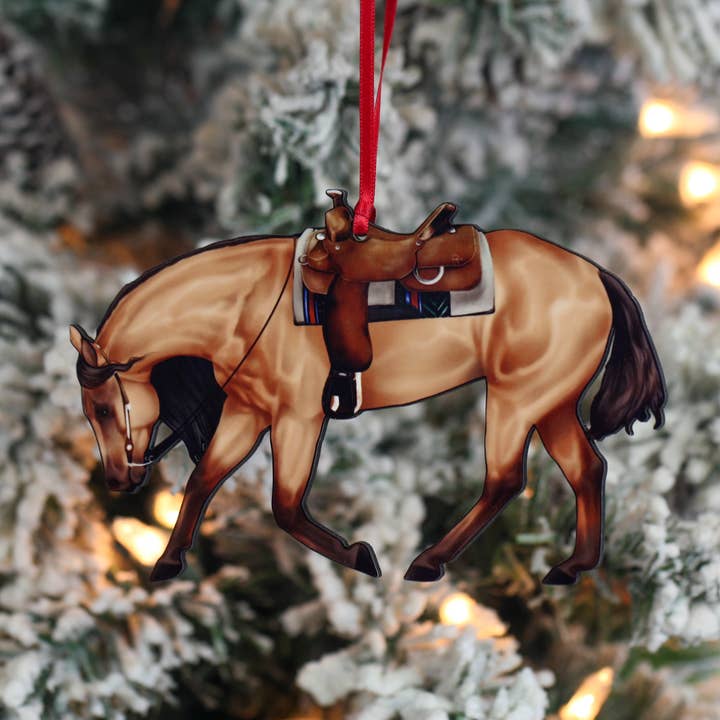 Classy Equine - Wholesale Ornament - Red Dun Western Riding Ranch Horse Decor Christmas Ornament