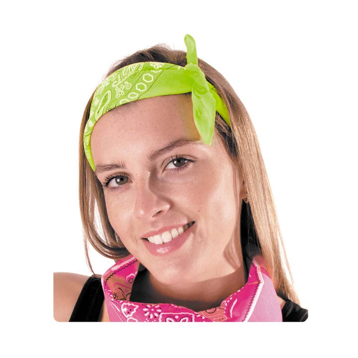 GREEN NEON BANDANA for wholesale by Party Pro