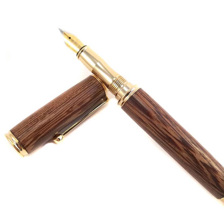 Wenge wood gold fountain pen. for wholesale by Bog and Brass