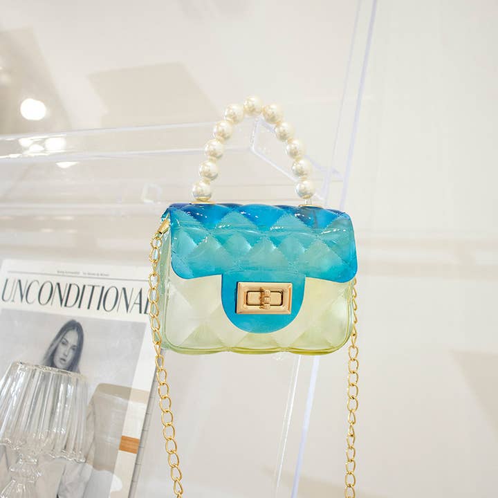 Little Trendy - Wholesale Crossbody Bag - Kids - Pearl Ombre Jelly Bag candy color transparent jelly bag3
