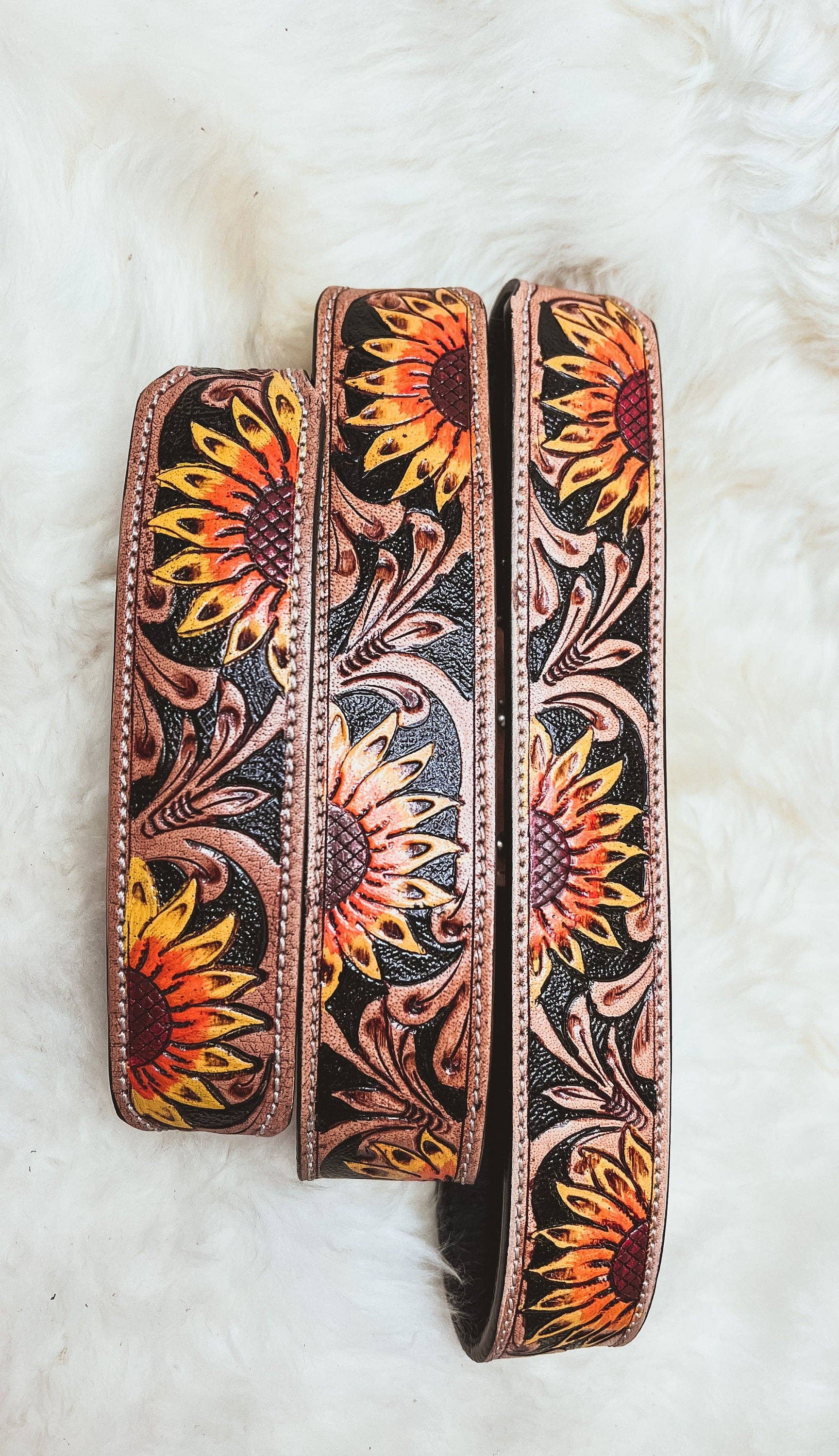 The Sterling Gypsy - Wholesale Pet Collar - Dog - Hand Tooled Sunflower Leather Western Dog Collar2