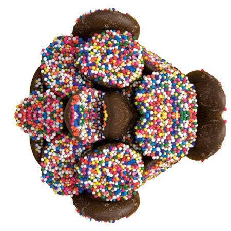 Asher's Milk Chocolate Nonpareils with Colored Seeds 8 Pound Box Bulk for wholesale by Long Island Candy Factory