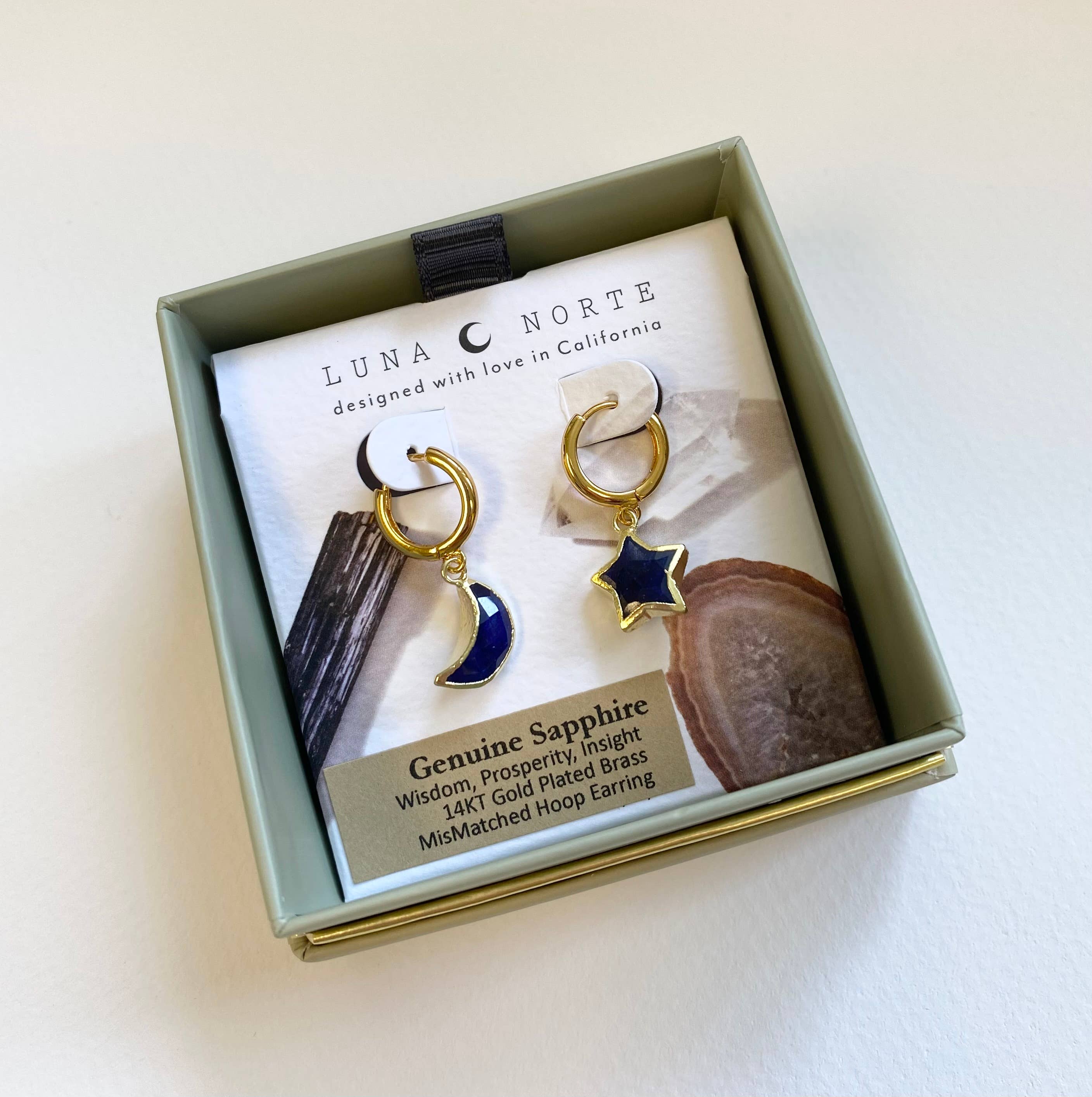 Luna Norte - Vendita all'ingrosso Orecchini a cerchietto - Orecchini a cerchio non corrispondenti Sky Gazing - Zaffiro1