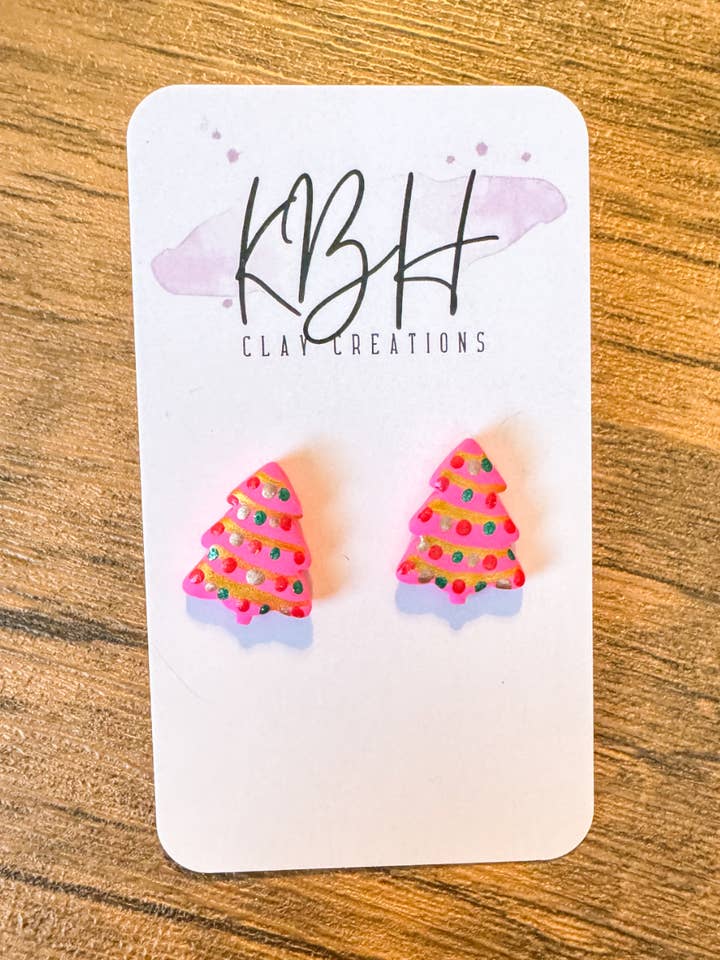 Rosa julljusgranörhängen med stud lera för wholesale av KBH CREATIONS