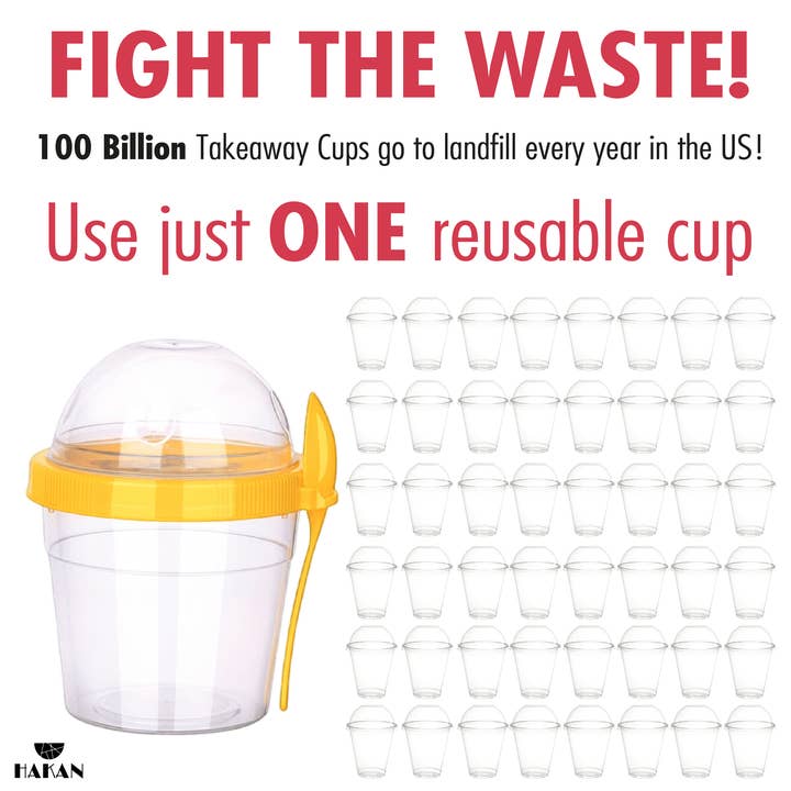 Hakan - Wholesale Food Storage Container - Hakan Reusable Yogurt Parfait Cups 4-Pack, 16.9 Oz, 4-Color7