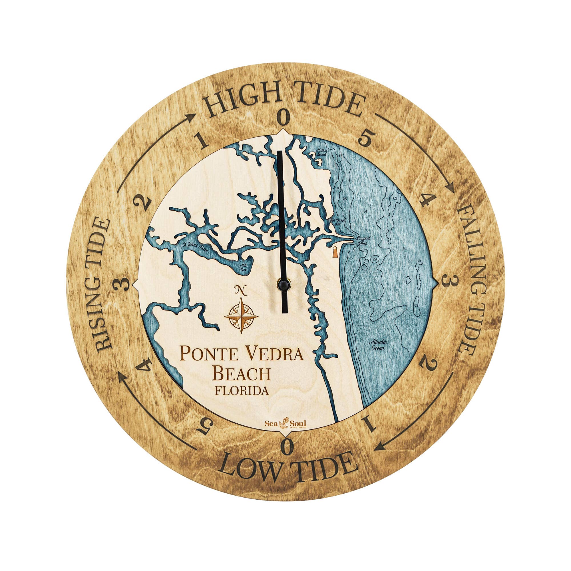Sea & Soul Nautical Chart Art - Wholesale Wall Clock - Florida East Coast Nautical Chart Tide Clock-Many Locations135