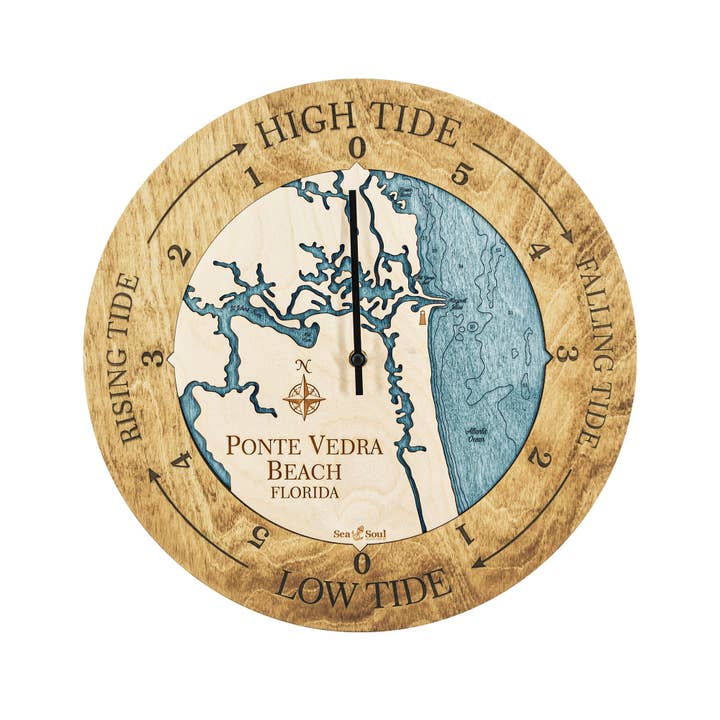 Sea & Soul Nautical Chart Art - Wholesale Wall Clock - Florida East Coast Nautical Chart Tide Clock-Many Locations135