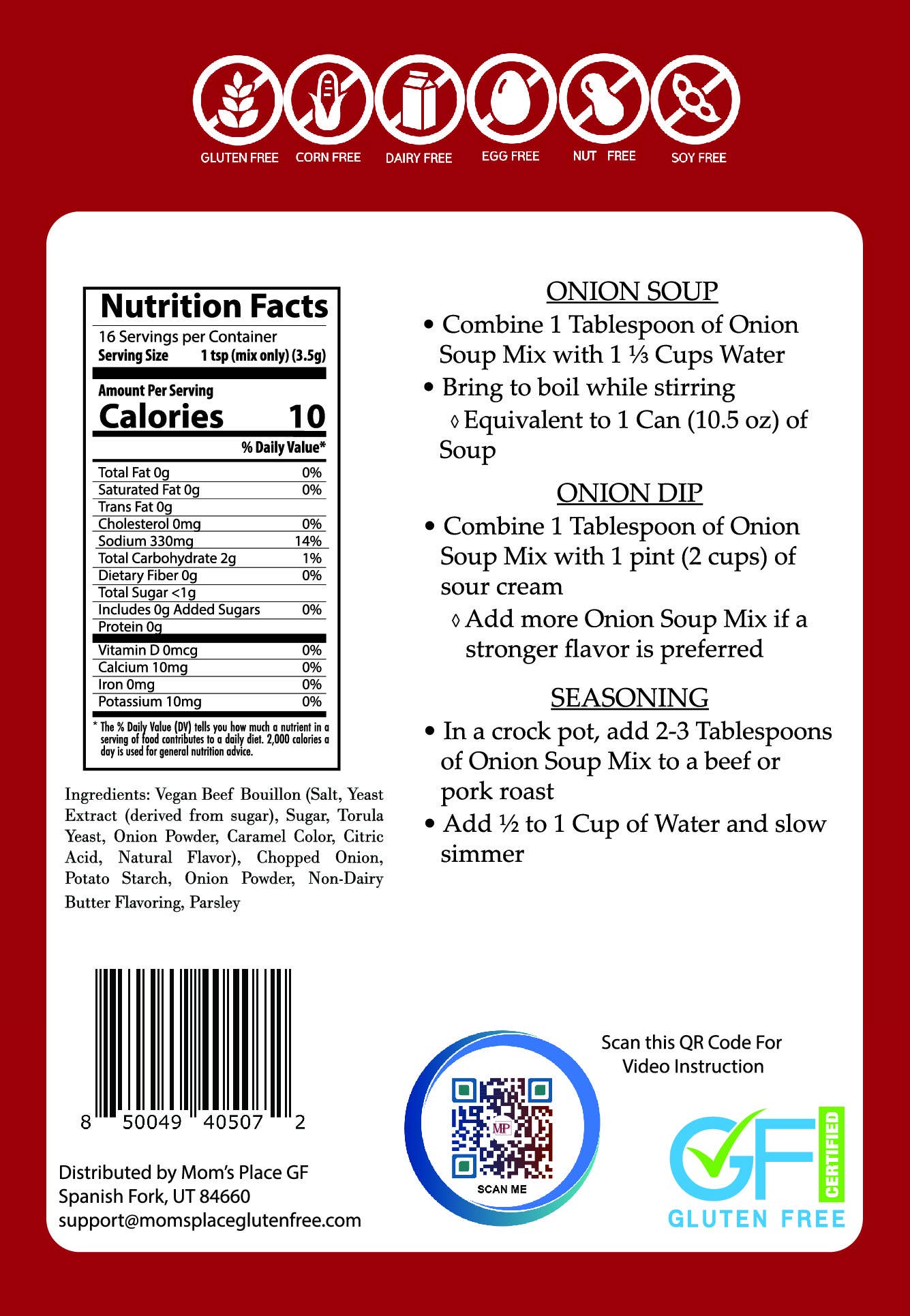 Mom's Place Gluten Free - Wholesale Soup - Gluten-Free Onion Soup Mix3