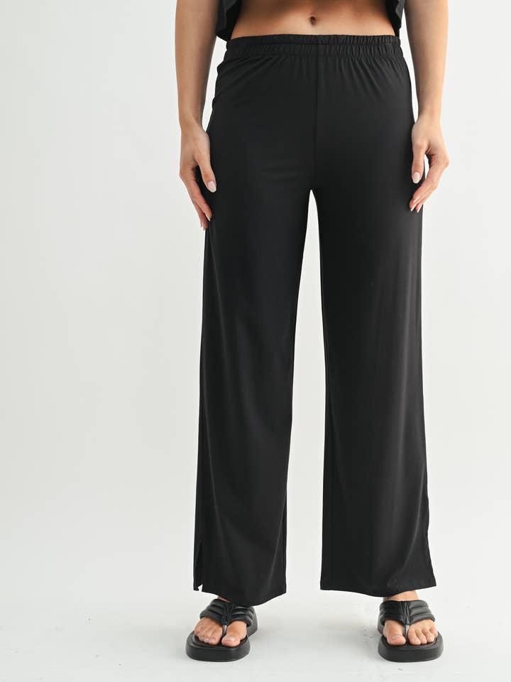 Mono B - Wholesale Lounge Sweatpants/Joggers - Women's - Air Essentials Foldover Waist Wide Leg Lounge Pants