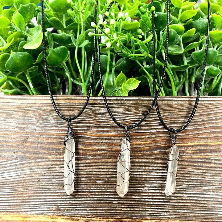 Wire Wrapped Quartz Crystal Gemstone Pendant for wholesale by Handmade by Marlayna