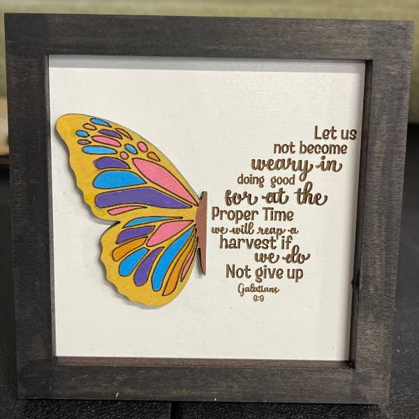 Plums & Roses - Wholesale Wall Sign - Bible Verse Art - Let us not become weary - Galatians 6:91