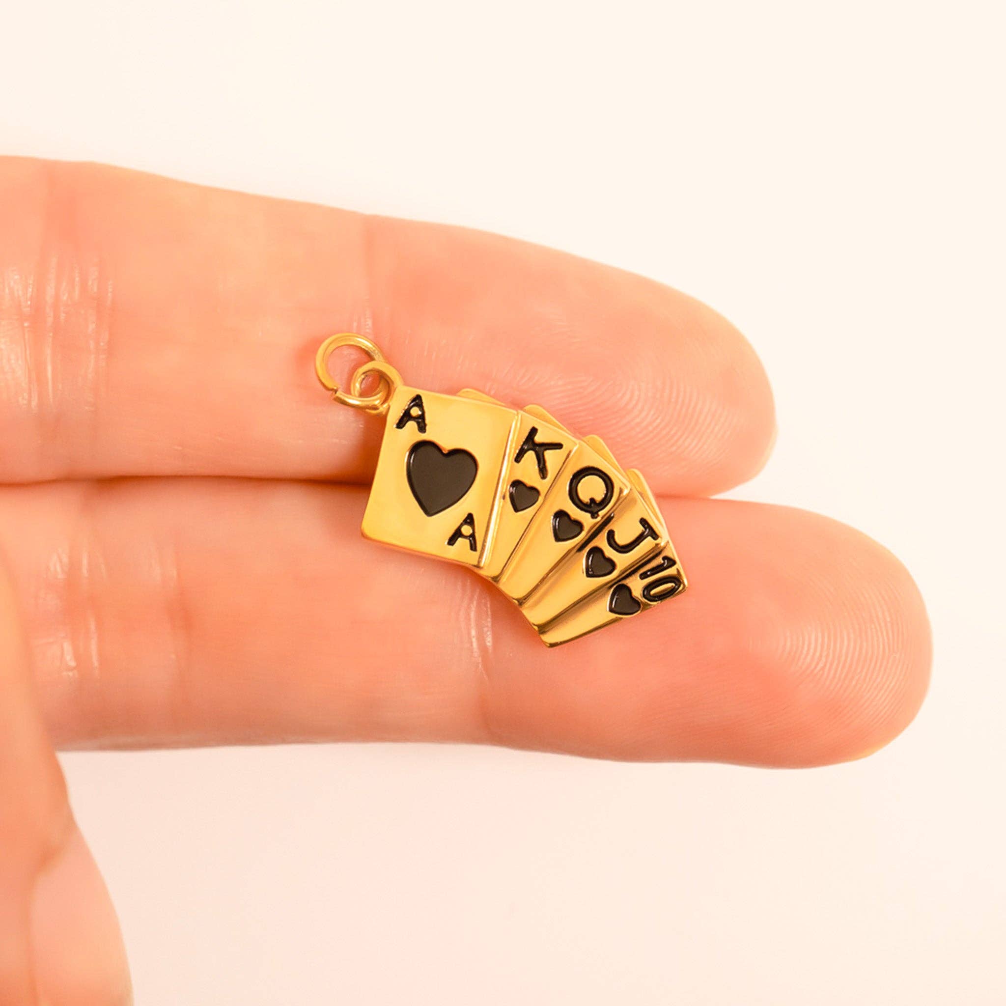 WJW - Wholesale Individual Charm/Pendant - 18K Gold PVD Stainless Steel Playing Cards Charm9