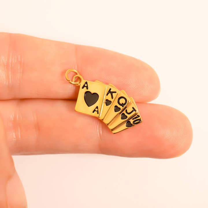 WJW - Wholesale Individual Charm/Pendant - 18K Gold PVD Stainless Steel Playing Cards Charm9