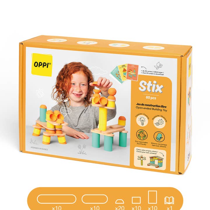 Stix 60 pezzi - Giocattolo educativo modulare in legno per la vendita all'ingrosso da parte di OPPI