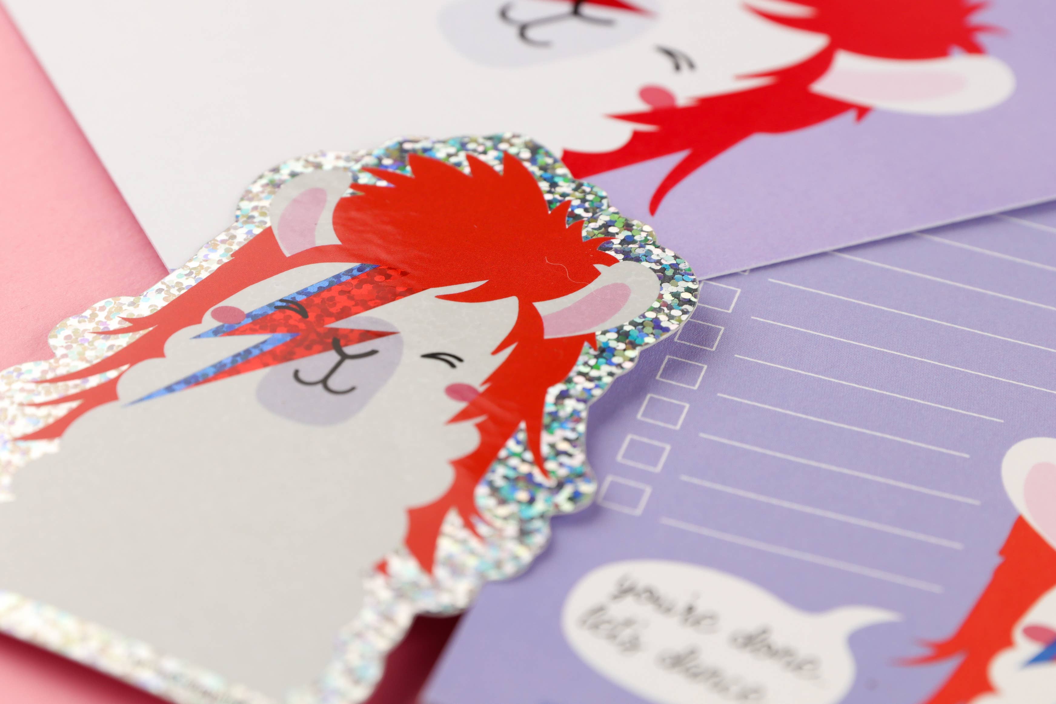 Studio Inktvis - Wholesale Sticker - Glitter sticker David Bowie Ziggy Stardust llama2