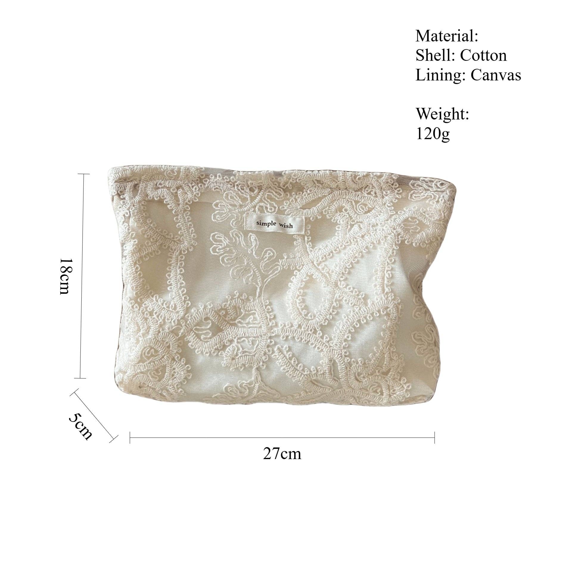 alberalkirk - Wholesale Handtasje - Dames - Ivoren kanten geborduurde katoenen organizer met canvas voering S5P3323