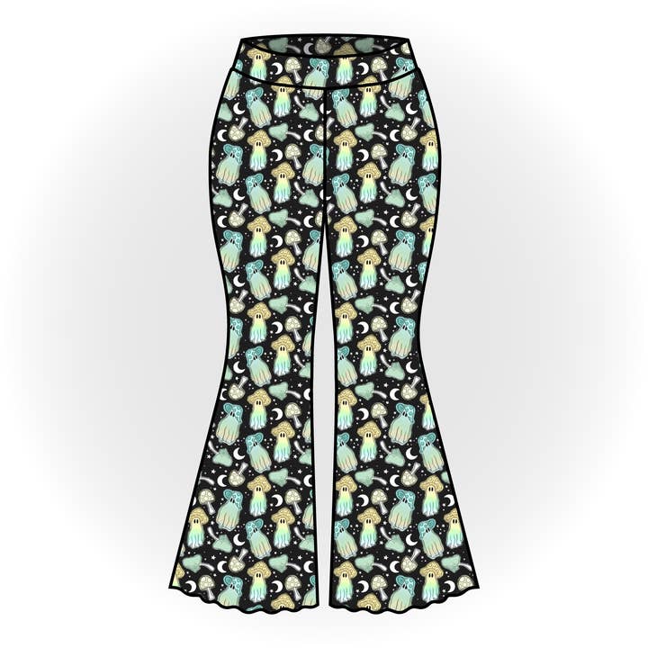Shroomie Ghosts Pantalons pattes d'éléphant pour la vente par Quirky Kid Handmade