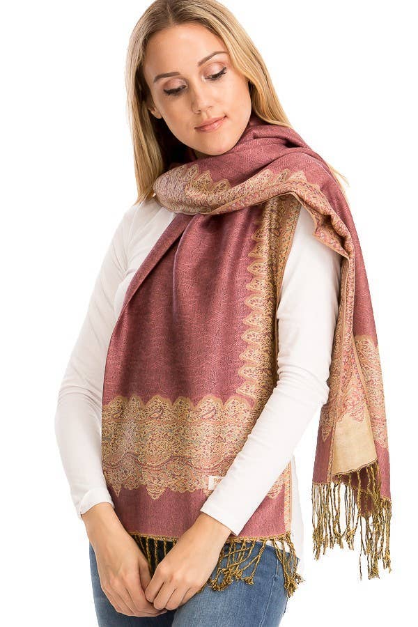 Cap Zone - Wholesale Scarf - Women's - Luxury Delicate Paisley Versatile Wrap Faux Pashmina12