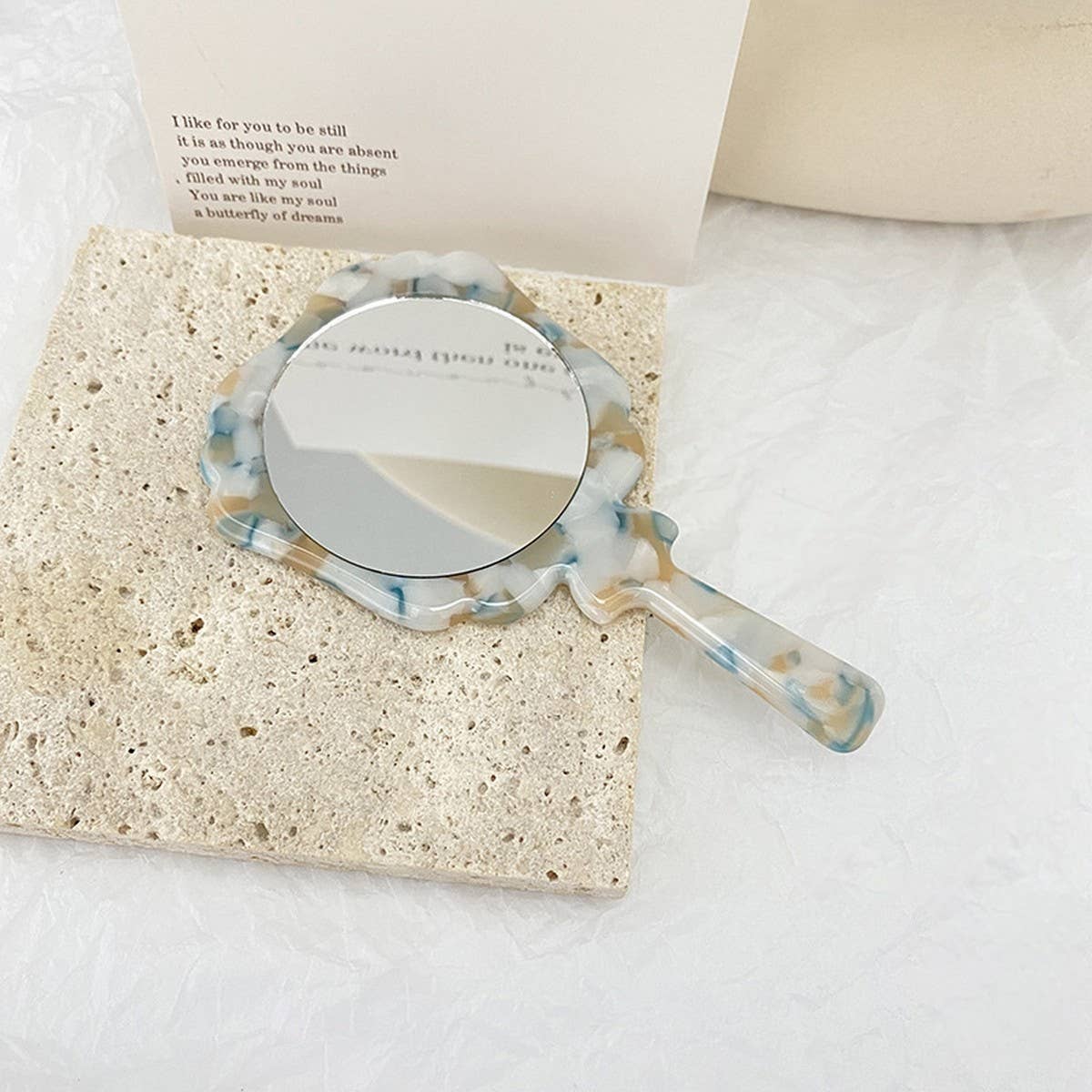 ACCITY - Wholesale Compact Mirror - Vintage Acetate Handheld Round Makeup Mirror_CWMM63995