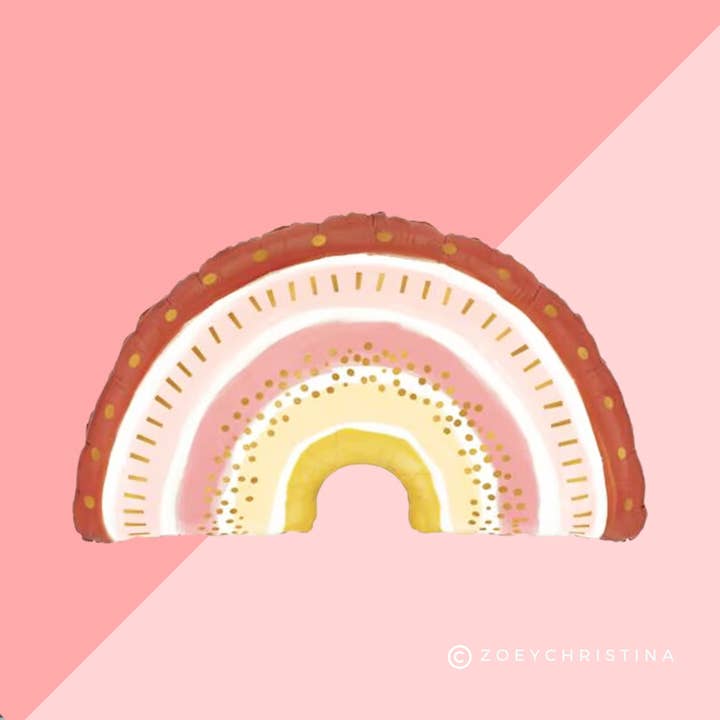 Pink Boho Rainbow Foil Balloon - Valentine's Day for wholesale by Zoey Christina