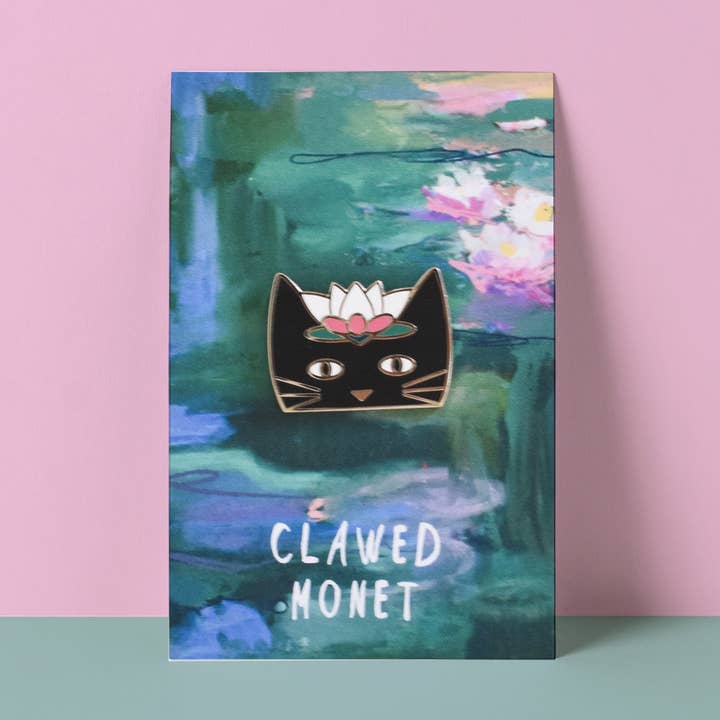 Clawed Monet Cat Artist Pin voor wholesale door Niaski - Feline Fine Art (USA DUTIES PAID)