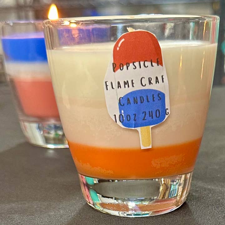 Flame Craft Candles - Wholesale Jar/Filled Candle - Memorial Day/Fourth of July Bomb Pop Candles