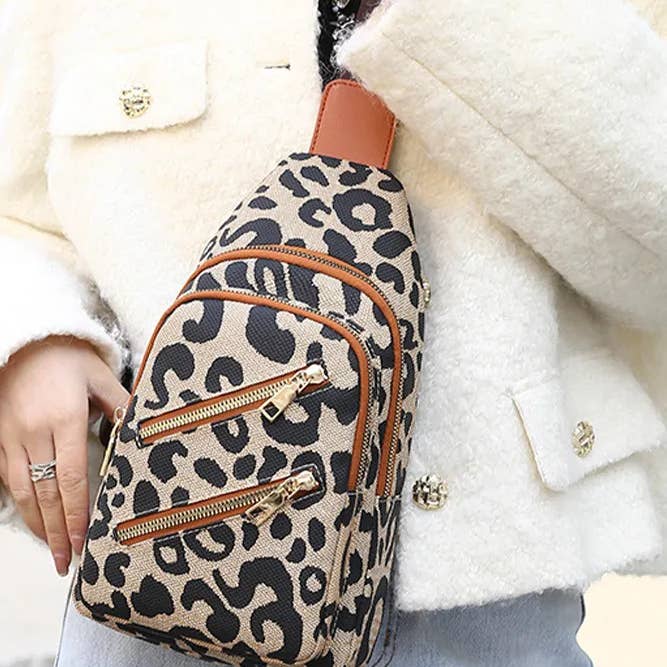 Leopard Pattern Zippers Crossbody Bag for wholesale on Faire1