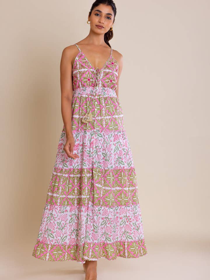 Foral Print V-neck Maxi Dress for wholesale by Label Reyya