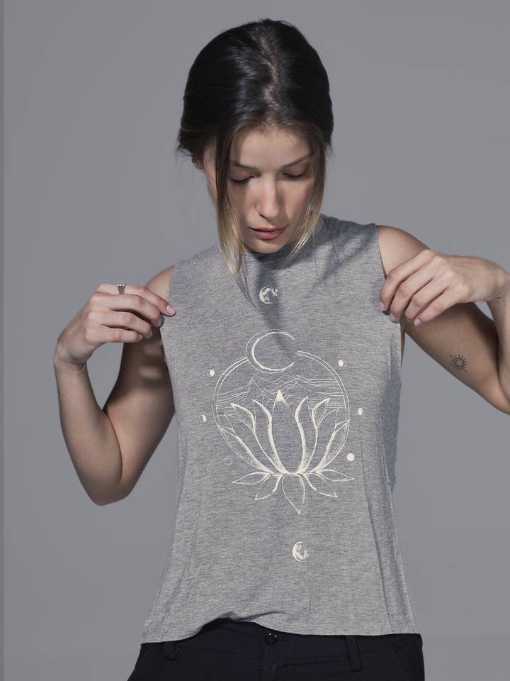 Lunar Lotus Sleeveless - Grey for wholesale by NEOCLASSICS