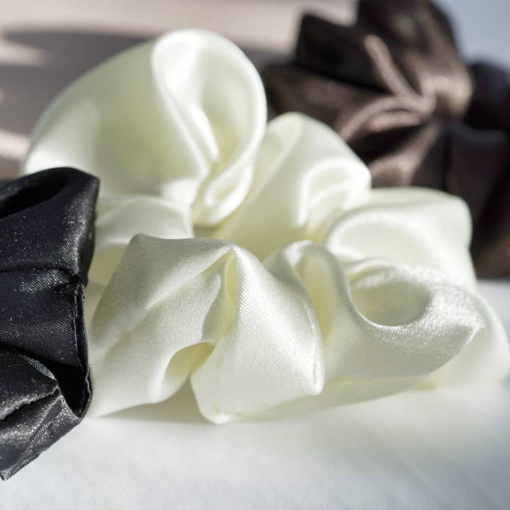 Blush Pop Creations - Wholesale Scrunchie - Women's - SOFT CREAM SATIN SCRUNCHIE HAIR TIE4