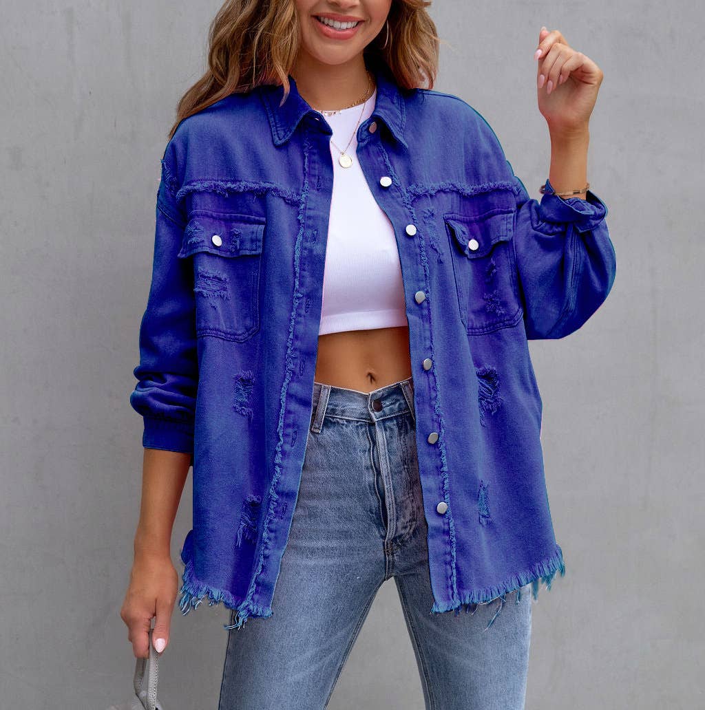 HIDDENBRAND - Wholesale Denim Jacket - Women's - Denim Jacket Women Long Sleeve Casual Lapel Top12