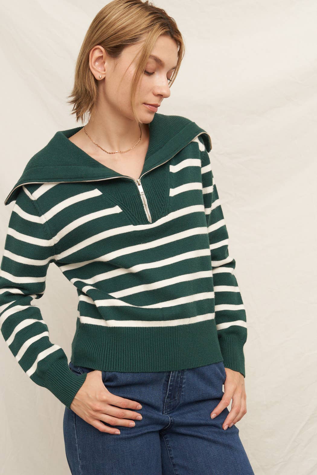 En Crème - Vente Pull en maille – femme - Pull rayé à col marin7