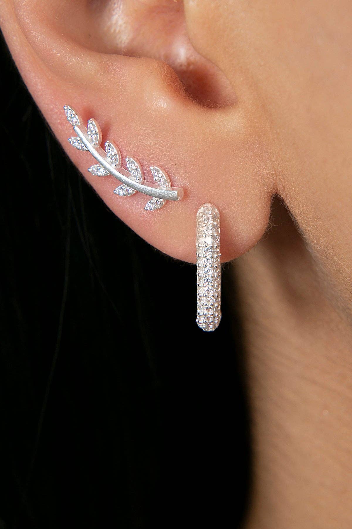 Volenia Silver – Conjunto de joias por atacado – Conjunto de brincos femininos em prata 925 por atacado com design de folha e retângulo0