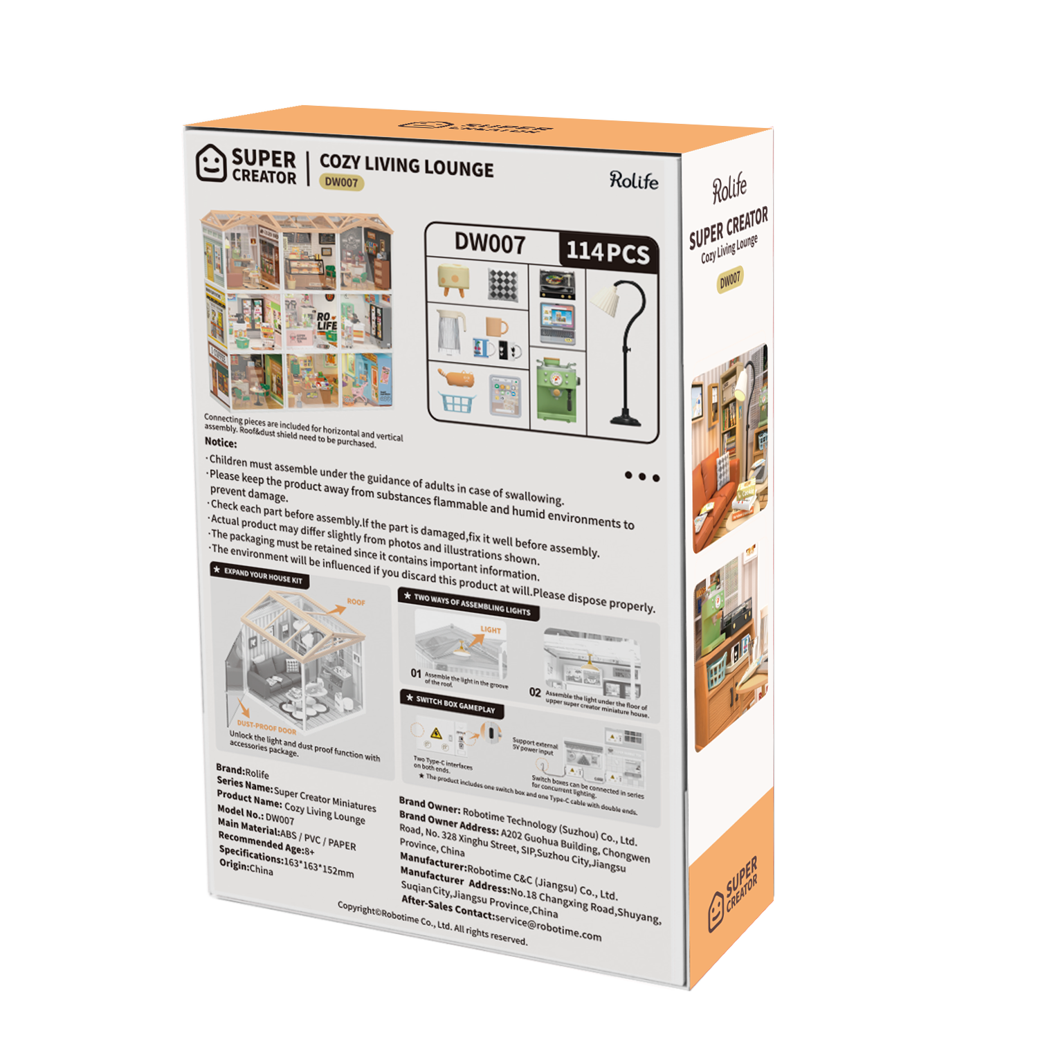 Robotime - Venta al por mayor Kit de manualidades - DW007 Acogedora sala de estar Rolife DIY, casa en miniatura, ABS8