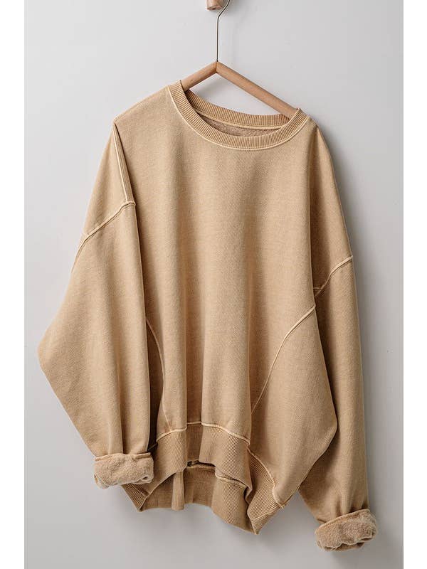 Urban Daizy - Wholesale Sweatshirt - Women's - Crew Neck Comfort Washed Organic Cotton Spring Sweatshirt