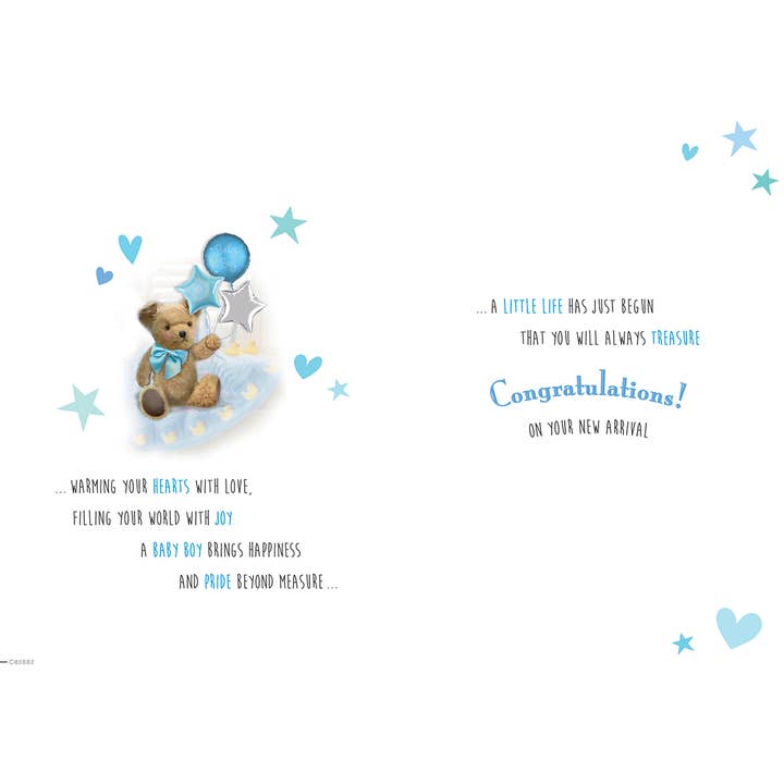 Piccadilly Greetings - Wholesale Baby card - Baby Card, Baby Boy, Balloons1