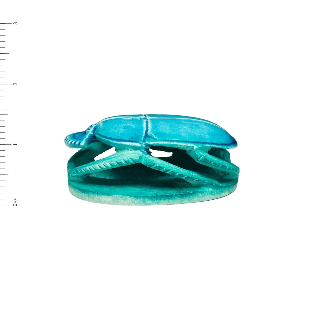 Discoveries, Inc. - Wholesale Decorative Figurine - Hand-carved Soapstone Egyptian Scarab Collectible Blue- 3.5"2
